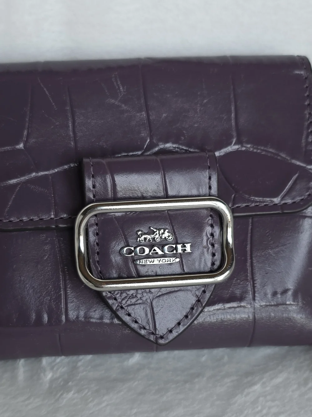 Coach Women’s Purple Croc-Embossed Leather Wallet